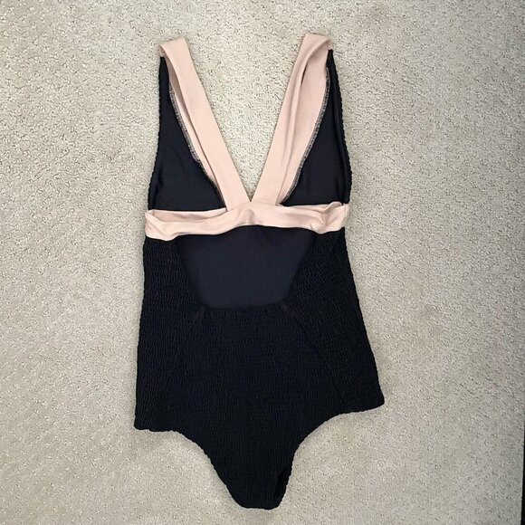 Tori Praver Isabella Smocked One-Piece Swimsuit in Crete Colorblock Size Small - Picture 6 of 9